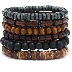 Gothic Bracelet Set Adjustable Punk Leather Beaded Cuff Bangles Grunge Emo